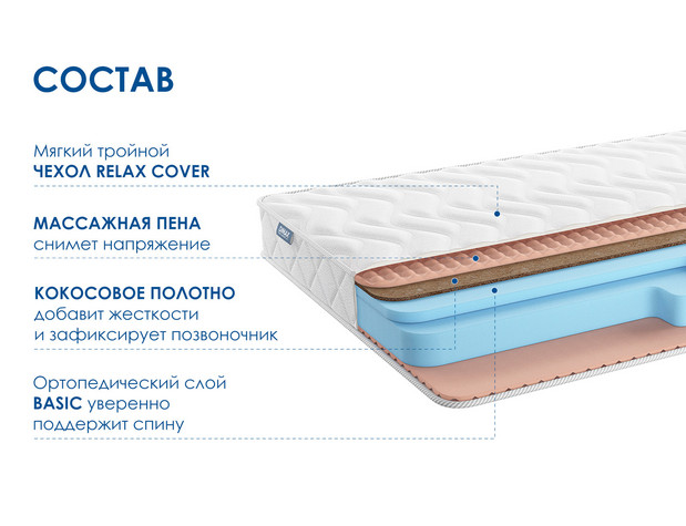 Матрас Димакс Relmas Cocos Roll 16-2